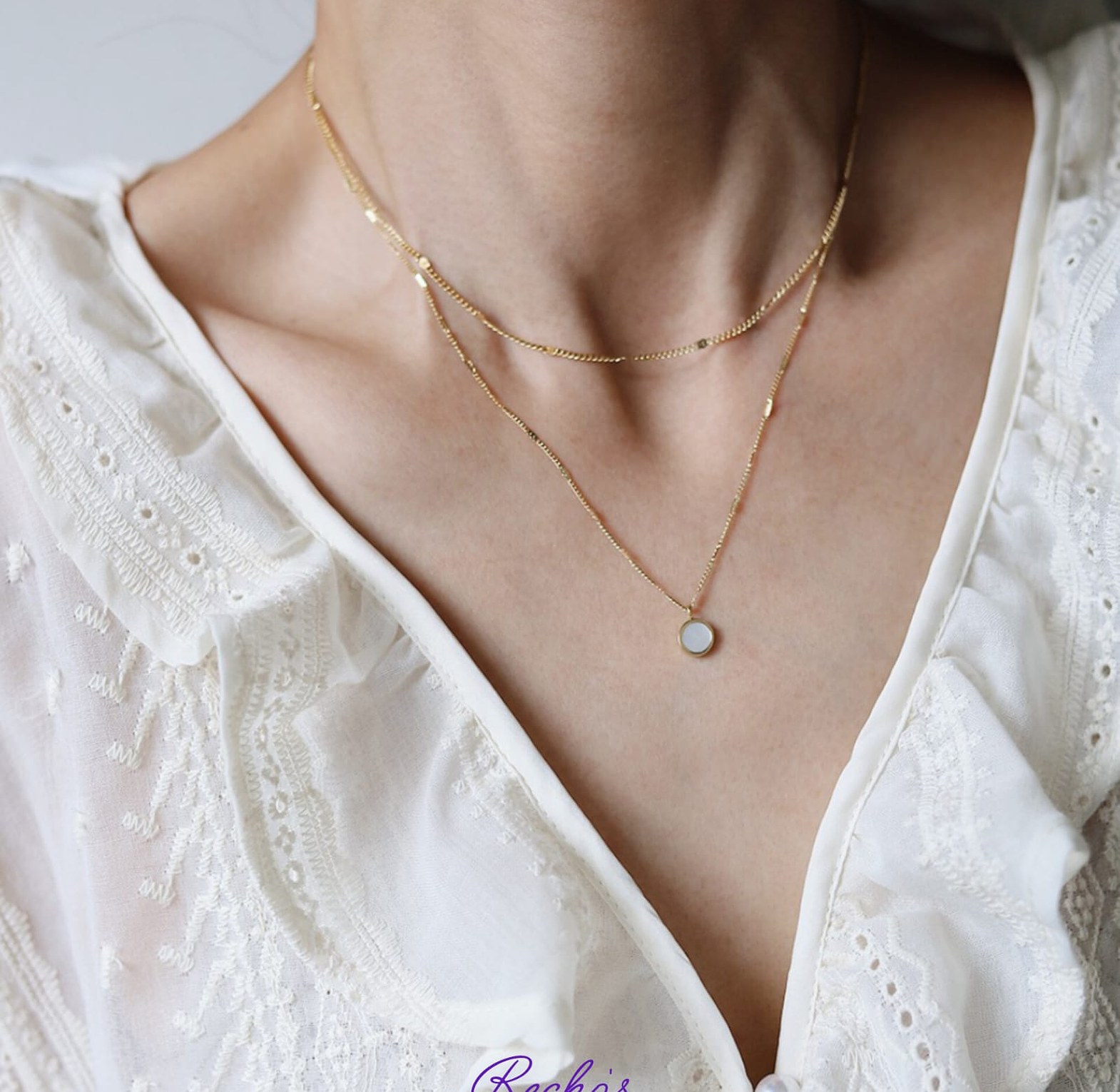 Round marble layered necklace image
