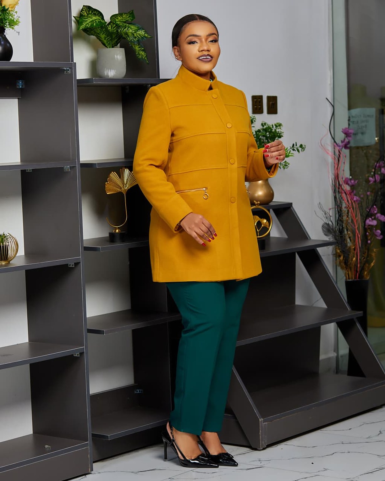 Premium Turkish Women’s Mustard Dress Trench Coat image