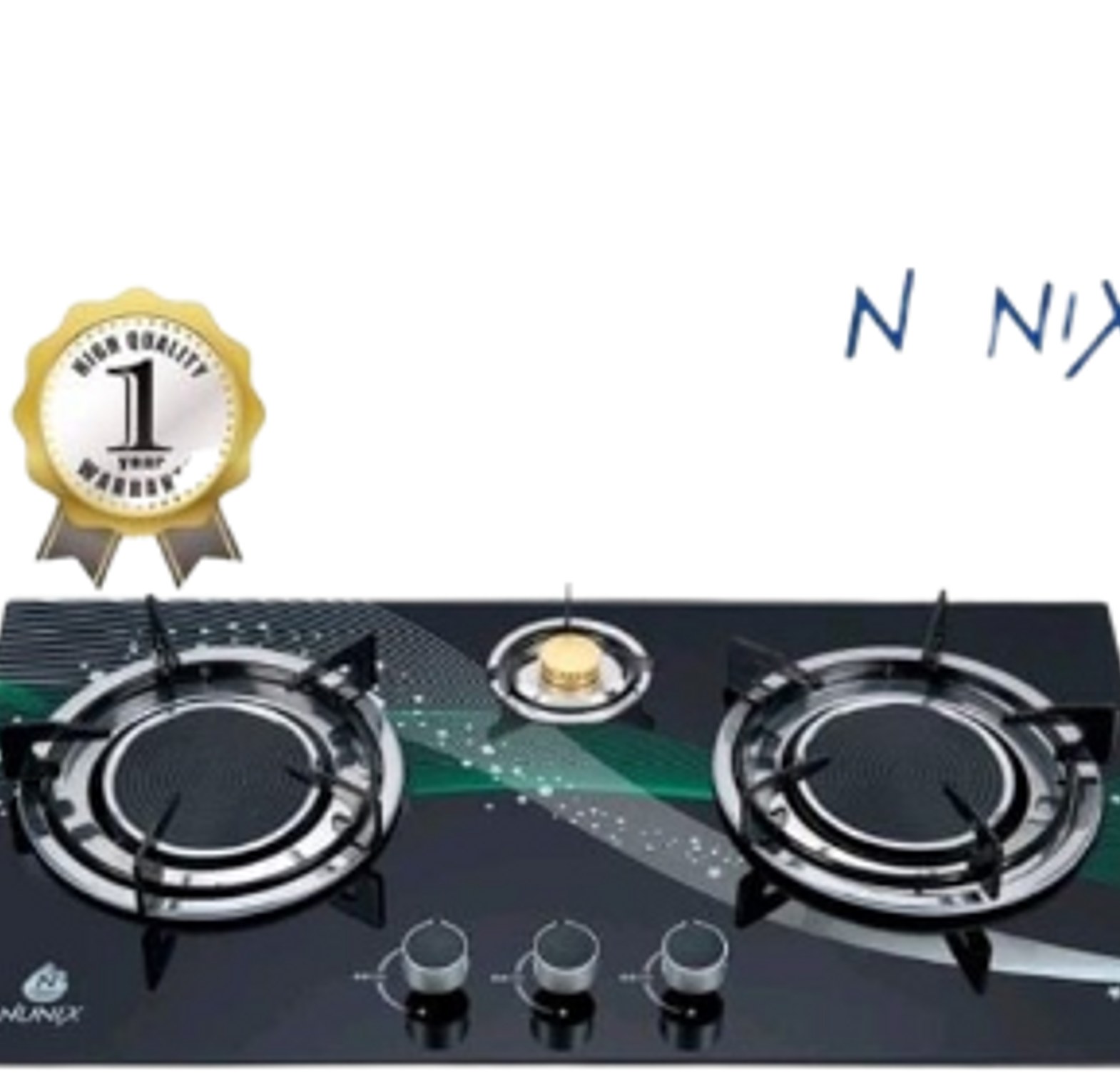 Cooktop .Nunix 3 Burner Low Gas Consumption Glass Top Table Infrared Cooker image