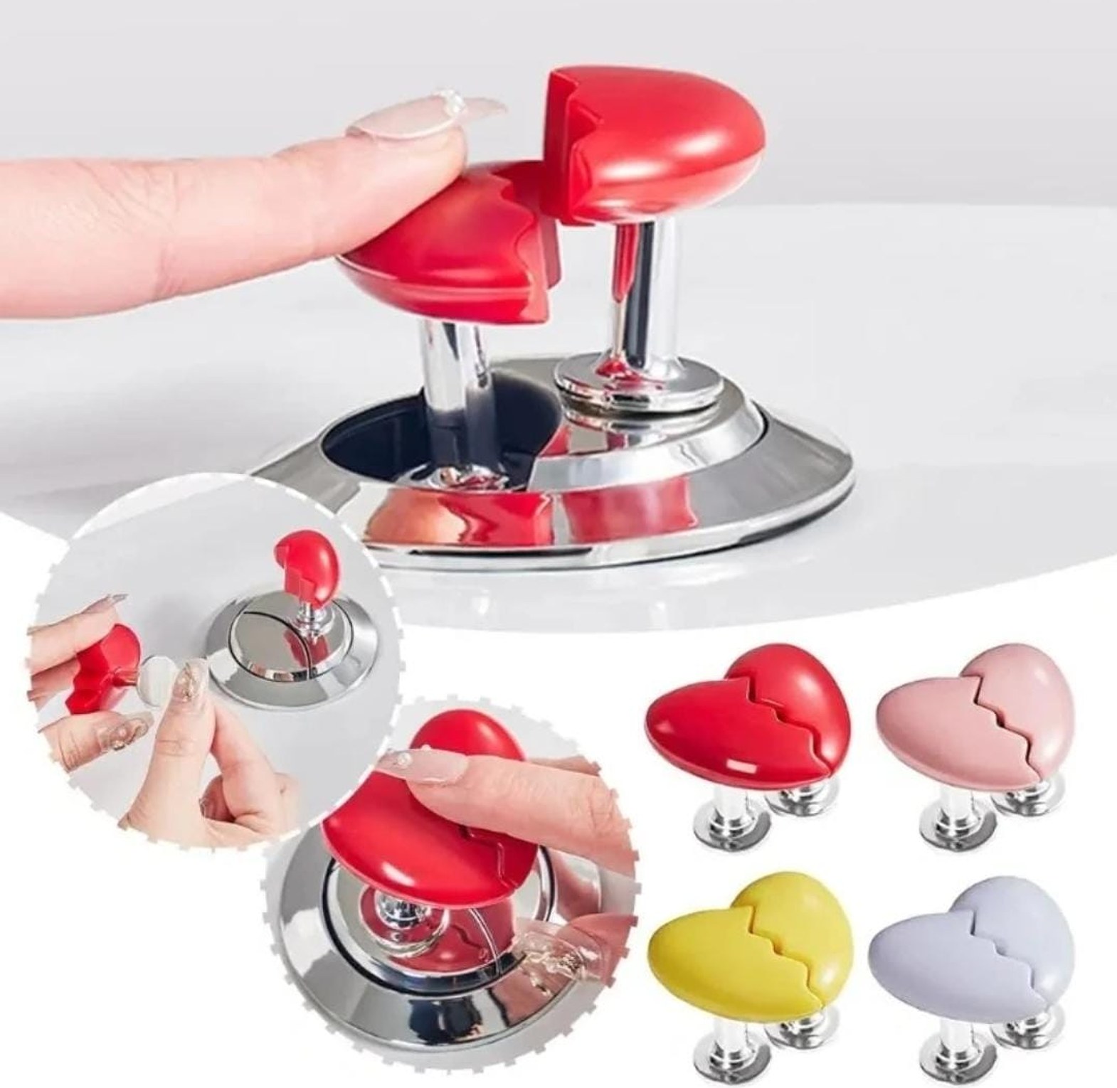 Broken Heart Shape Toilet Flush Button Protector image