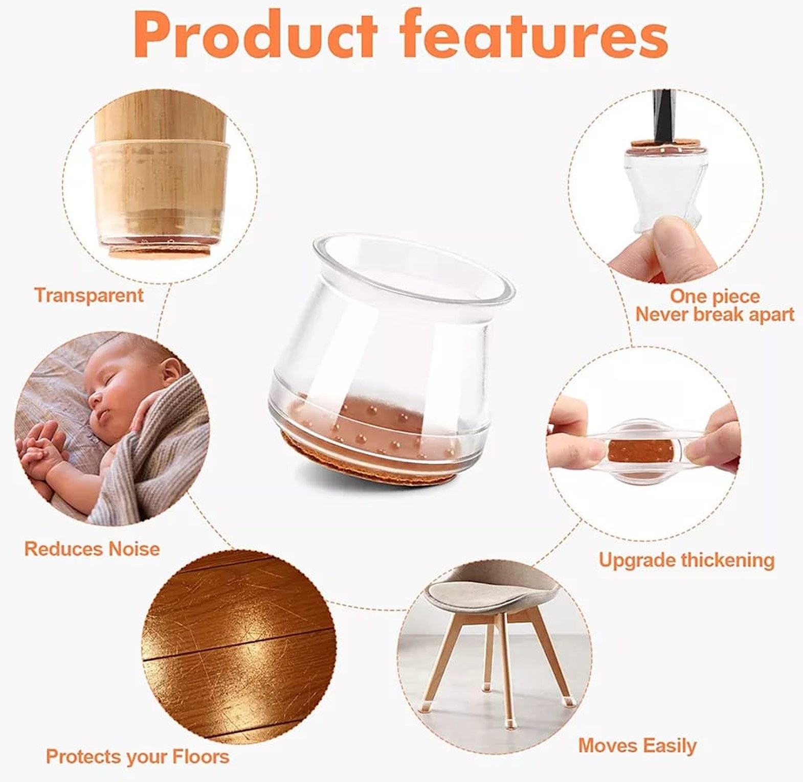 High Transparency Anti-slip Silicon Furniture Leg Protection Cover image
