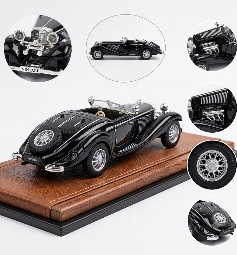 1:28 Scale Vintage Classic Car Die-Cast Model - Premium Collectible Decor image
