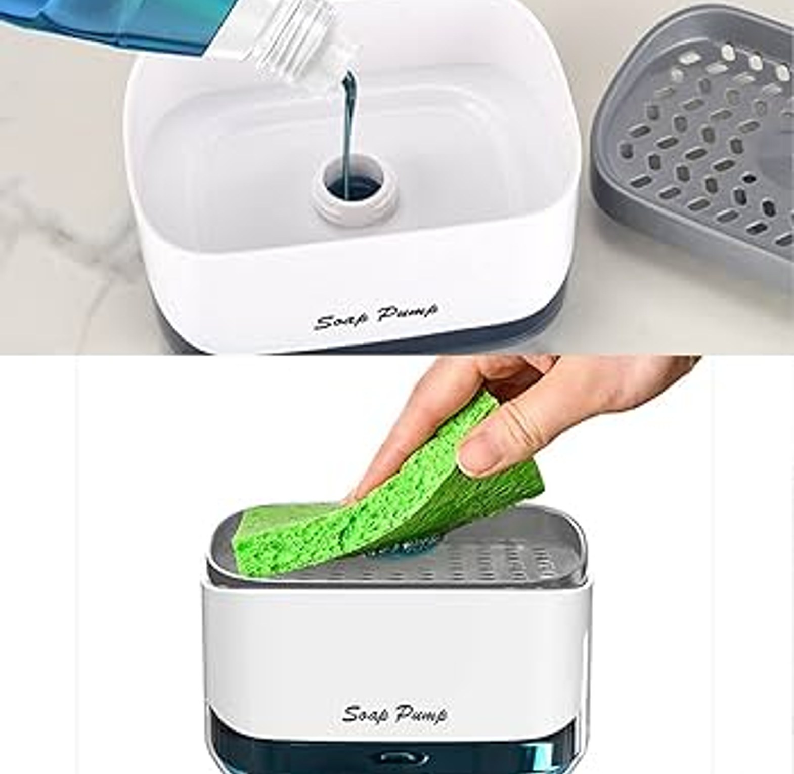 Kitchen Dishwasher Brush Press Liquid Soap Pump Box Soap Dispenser With Washing Sponge image