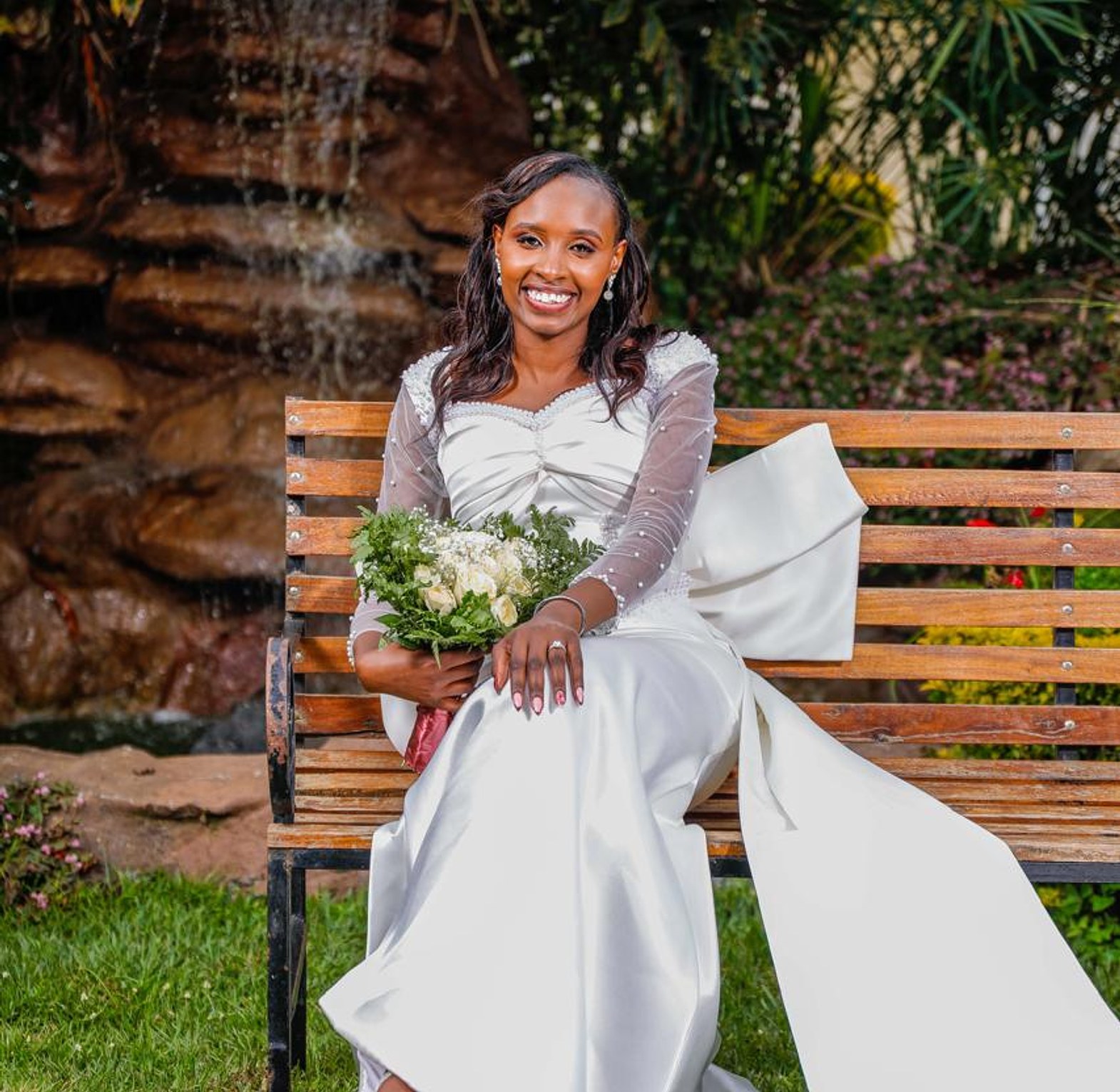 Ethereal Pearl Illusion Wedding Gown - FOR HIRE image