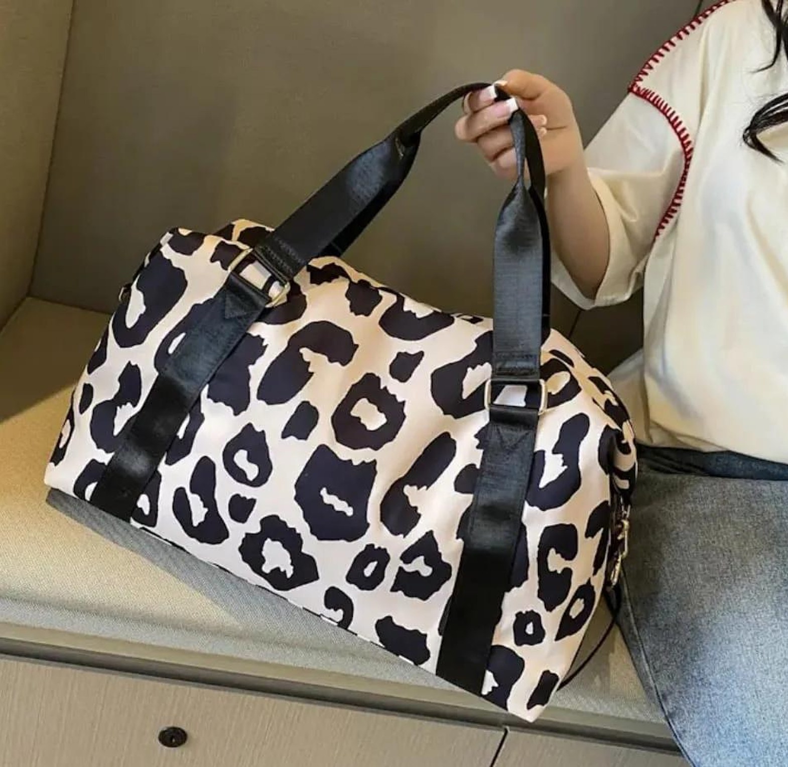 Leopard print duffle bag image