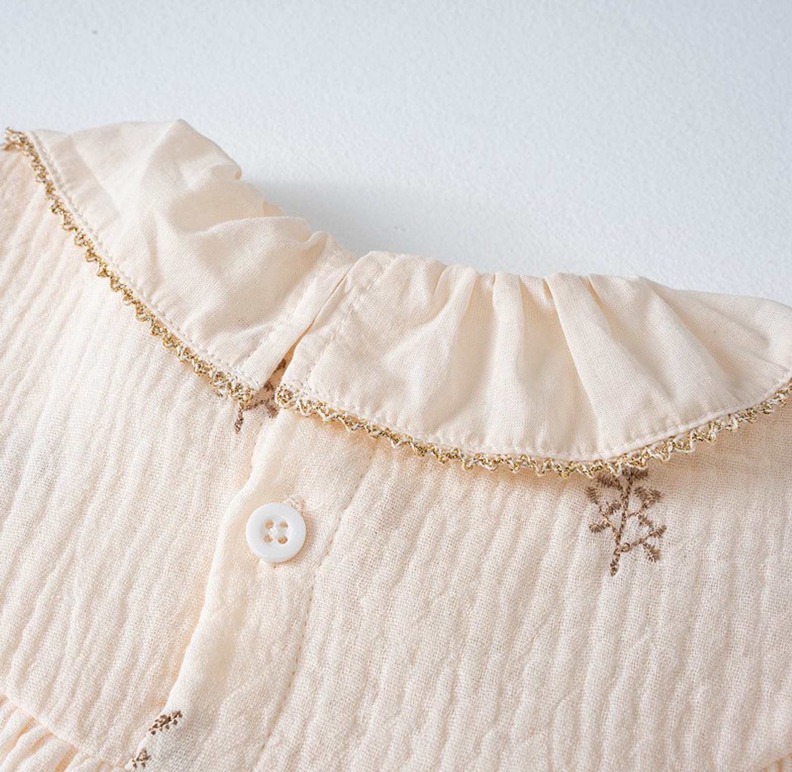 Ivory Sprig Muslin Romper Set (with Hat) image