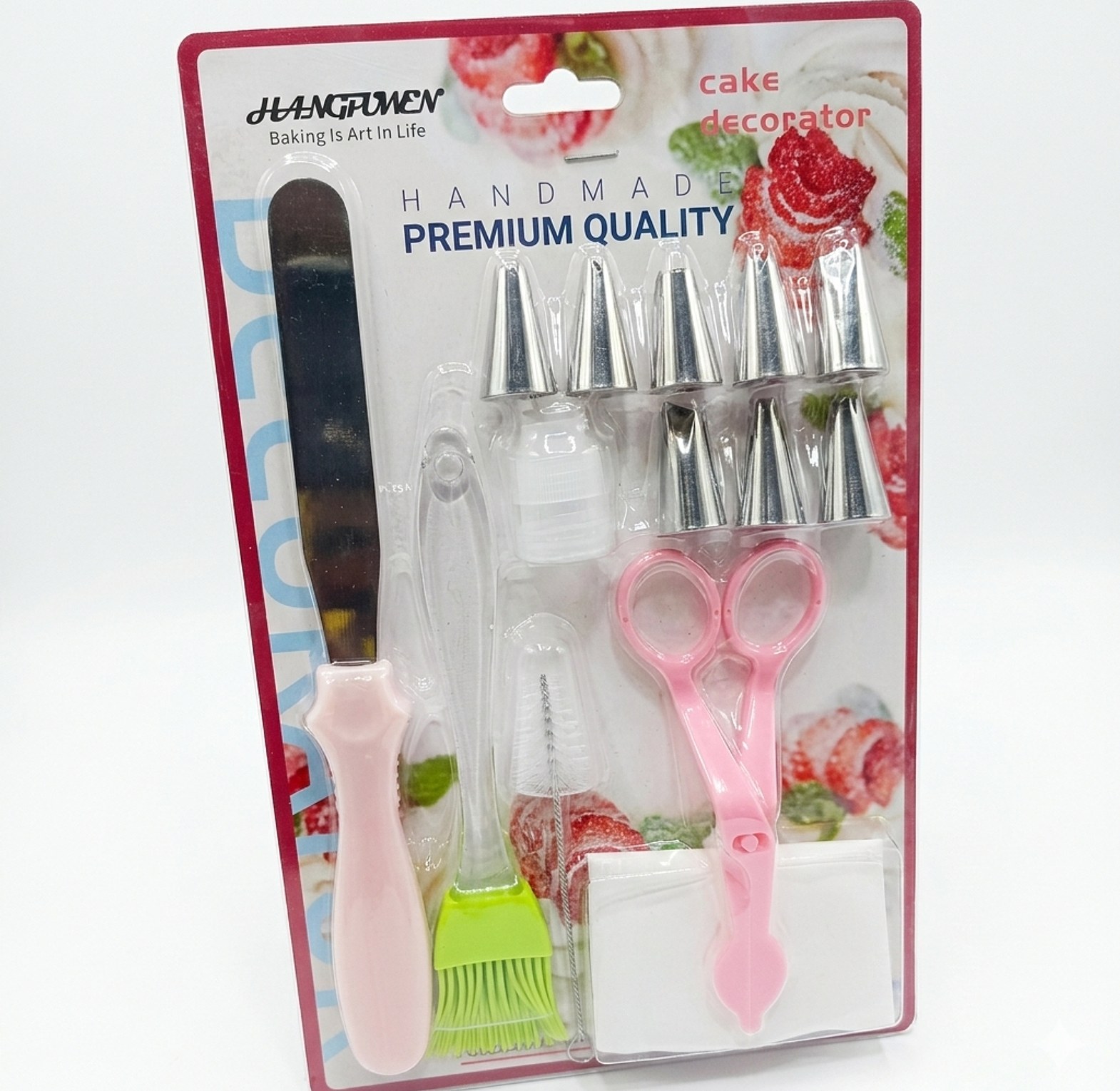 13-Piece Professional Cake Decorating Kit with Stainless Steel Nozzles & Spatula for Home Baking image