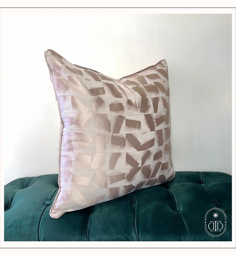 Luxe light khaki jacquard cushion cover  image