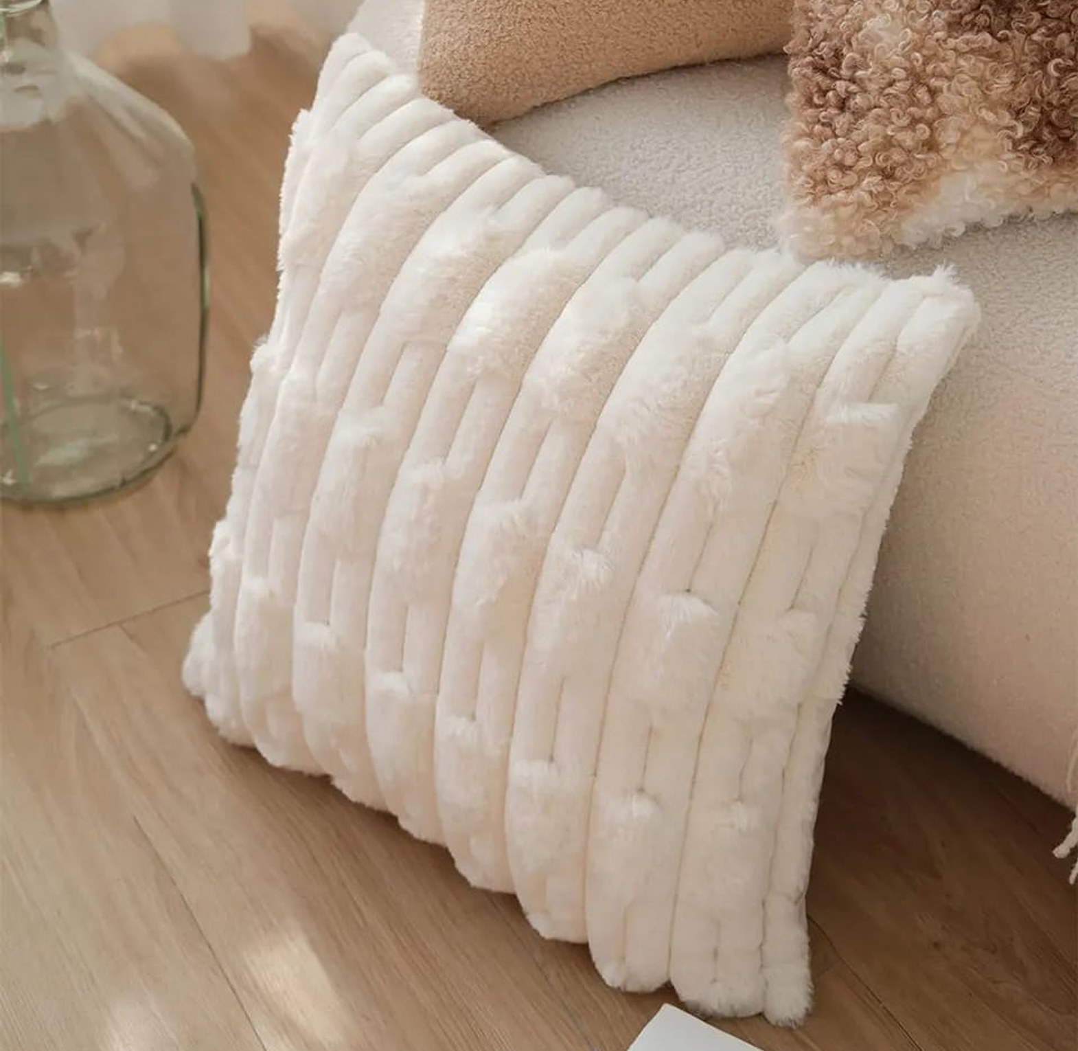 White Plush Soft Cushion Cover  image