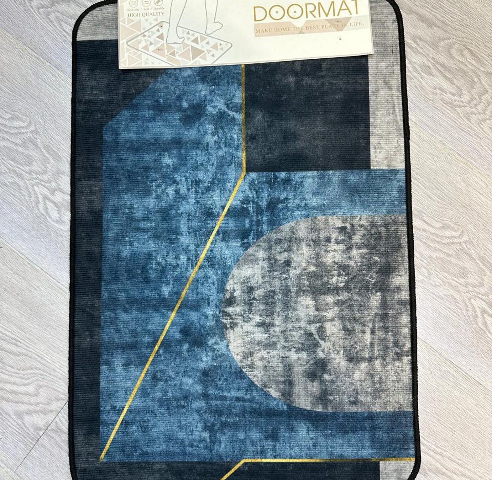 Doormat With Gold Accents - Stylish Non-Slip Entryway Mat image