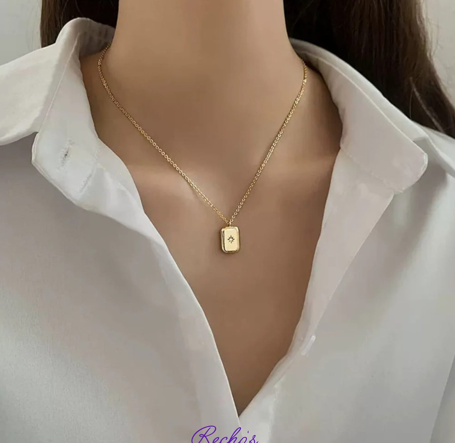 Gold bar necklace image