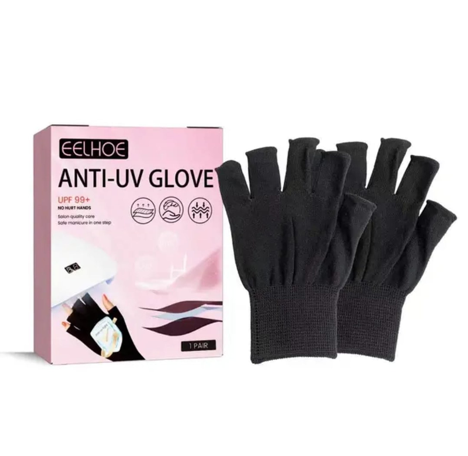 1 pair  Anti Uv Rays Protect Gloves Nail Gloves image