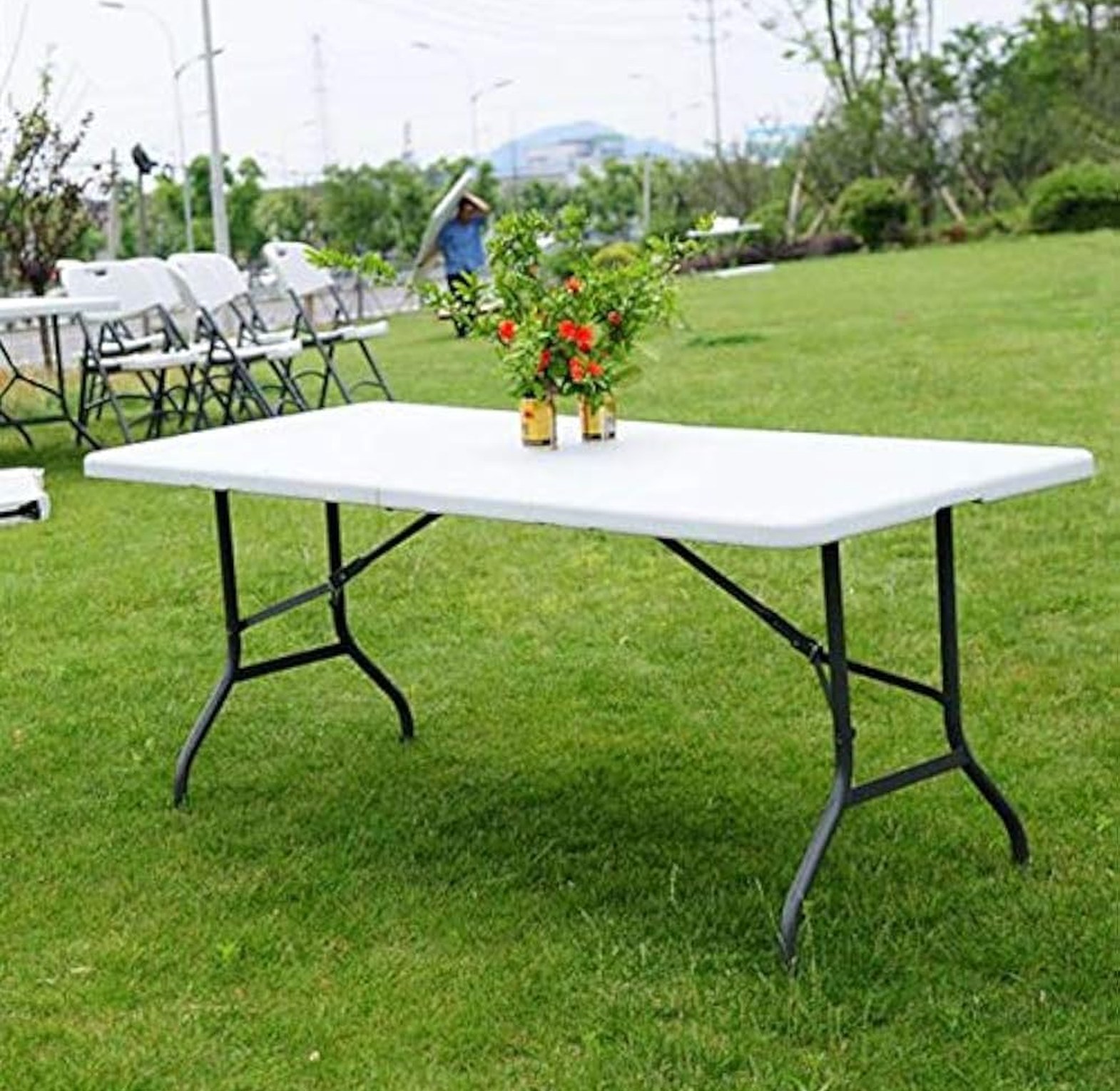 1.5m Heavy Duty Folding Table – Portable Plastic Banquet Table for Indoor & Outdoor Events, White image