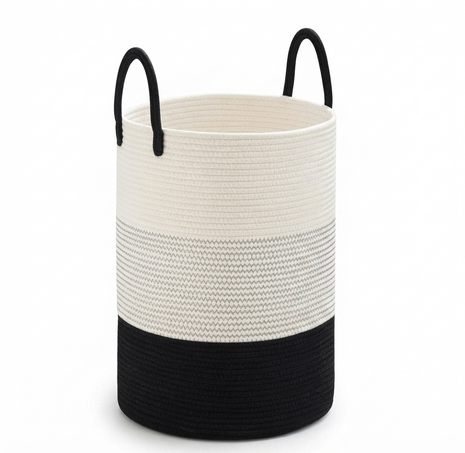Large Woven Laundry Basket 58L Cotton Rope Storage Organizer for Bedroom and Living Room image