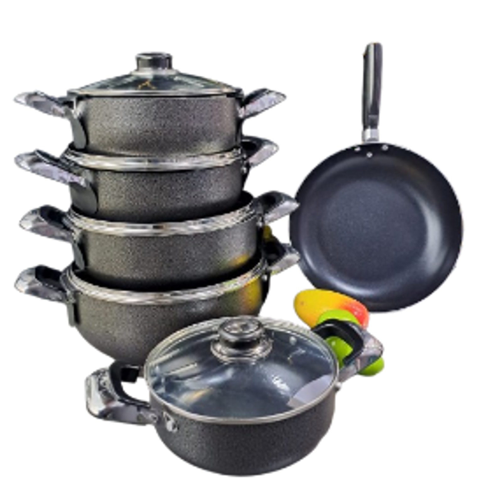 Cookware Set. JP Jamesport 11Pcs Heavy Non-Stick Granite Cooking Pot Sufuria With Pan & Cookware Set image