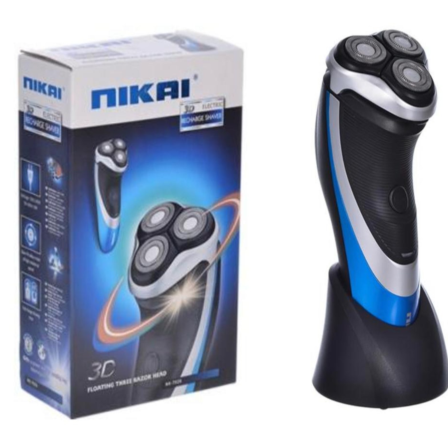 Smoother. Nikai NK-7026 Electric Rechargeable Shaver features a 3D floating head for a close shave and can be used both wet and dry  image
