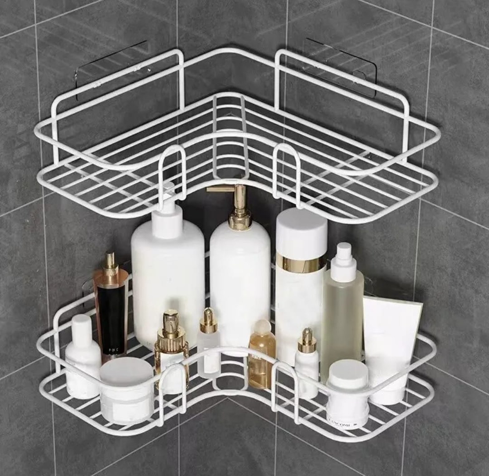 Bathroom Shelves Triangular Corner Shower Shelf Kitchen Organizer image