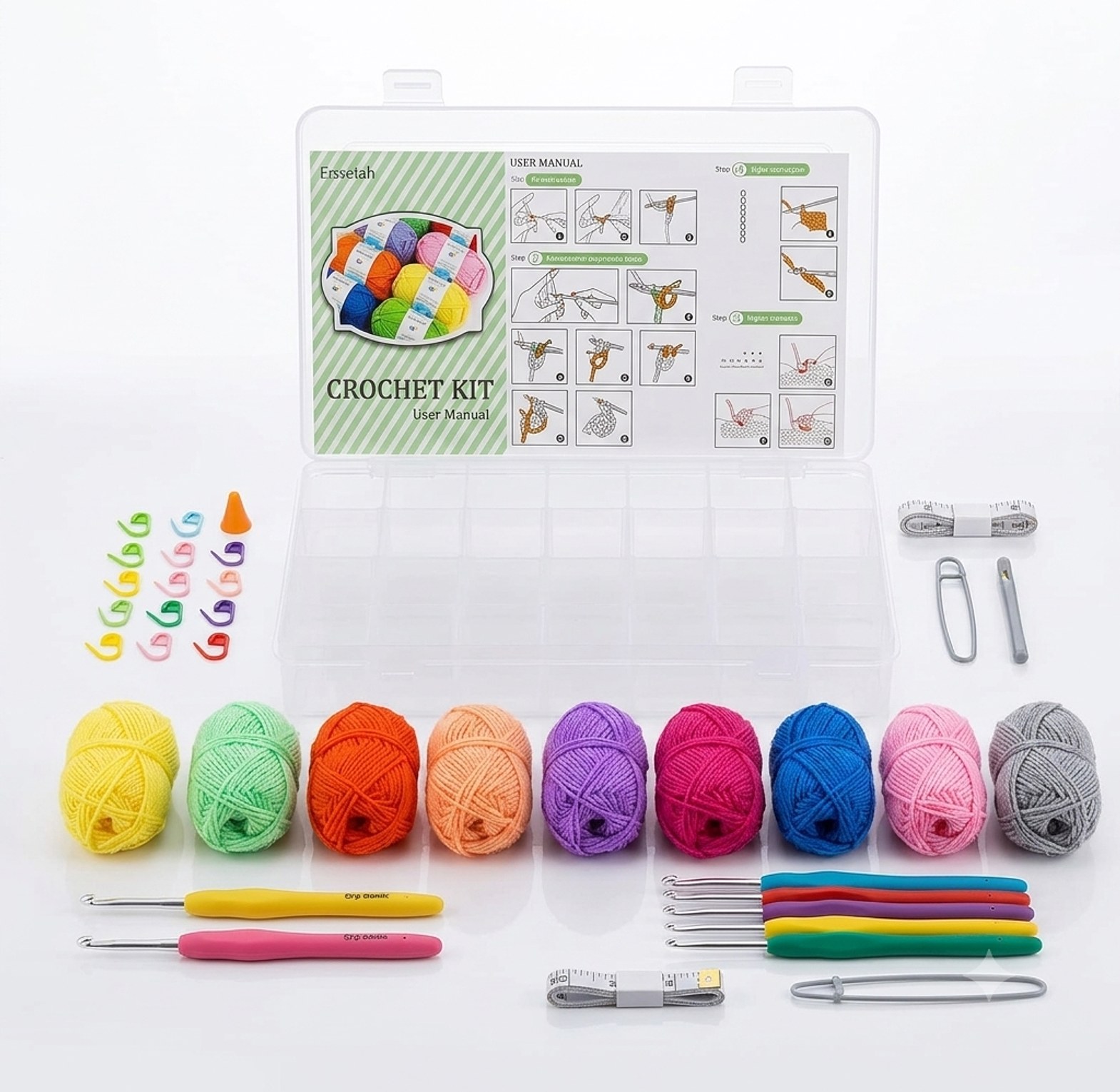 Mega 113Pcs Crochet Kit for Beginners with 40 Assorted Yarn Skeins and 73PCS Accessories Set - Premium Handcraft Set image