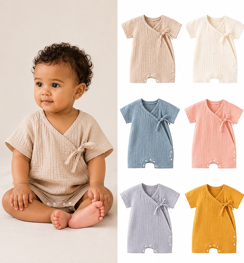 Gentle Wrap Muslin Newborn Romper image