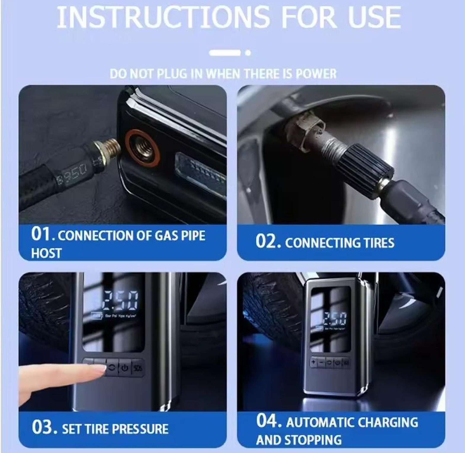 Car-mounted portable mini electric tire inflator  image