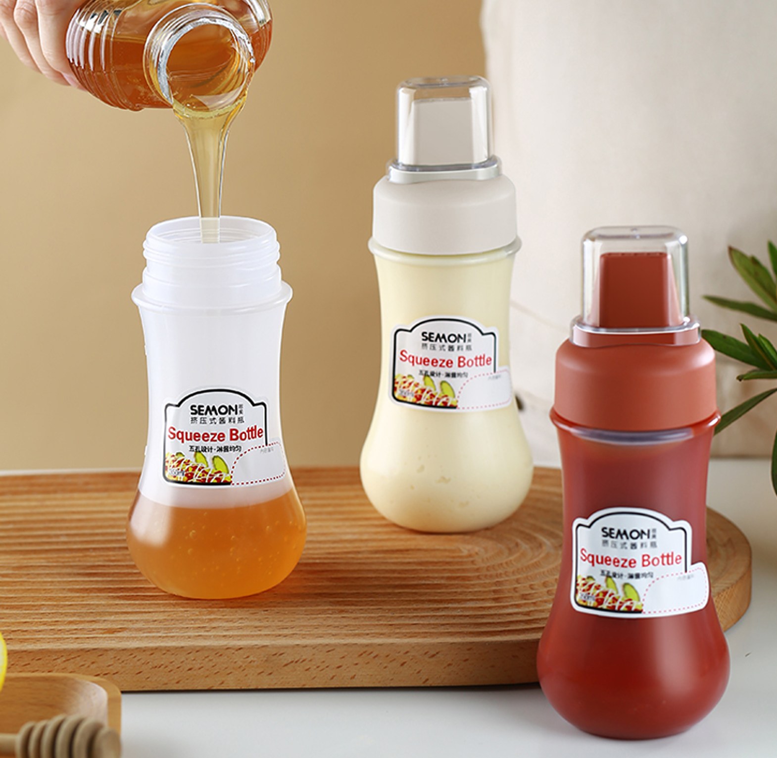 5 Hole Sauce Squeeze Bottle Plastic Condiment Dispenser for Mayonnaise and Ketchup - Premium Kitchen Tool image