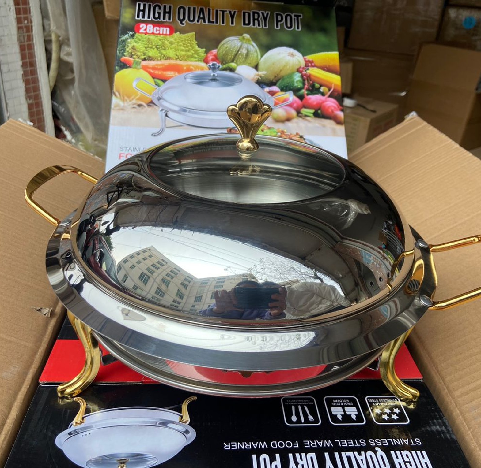 28cm Stainless Steel Round Buffet Chafing Dish image
