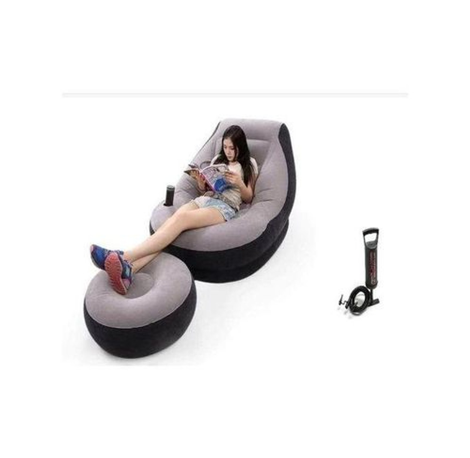 Inflatable Sofa With Foot Rest And A  Manual Pump//super Quality image