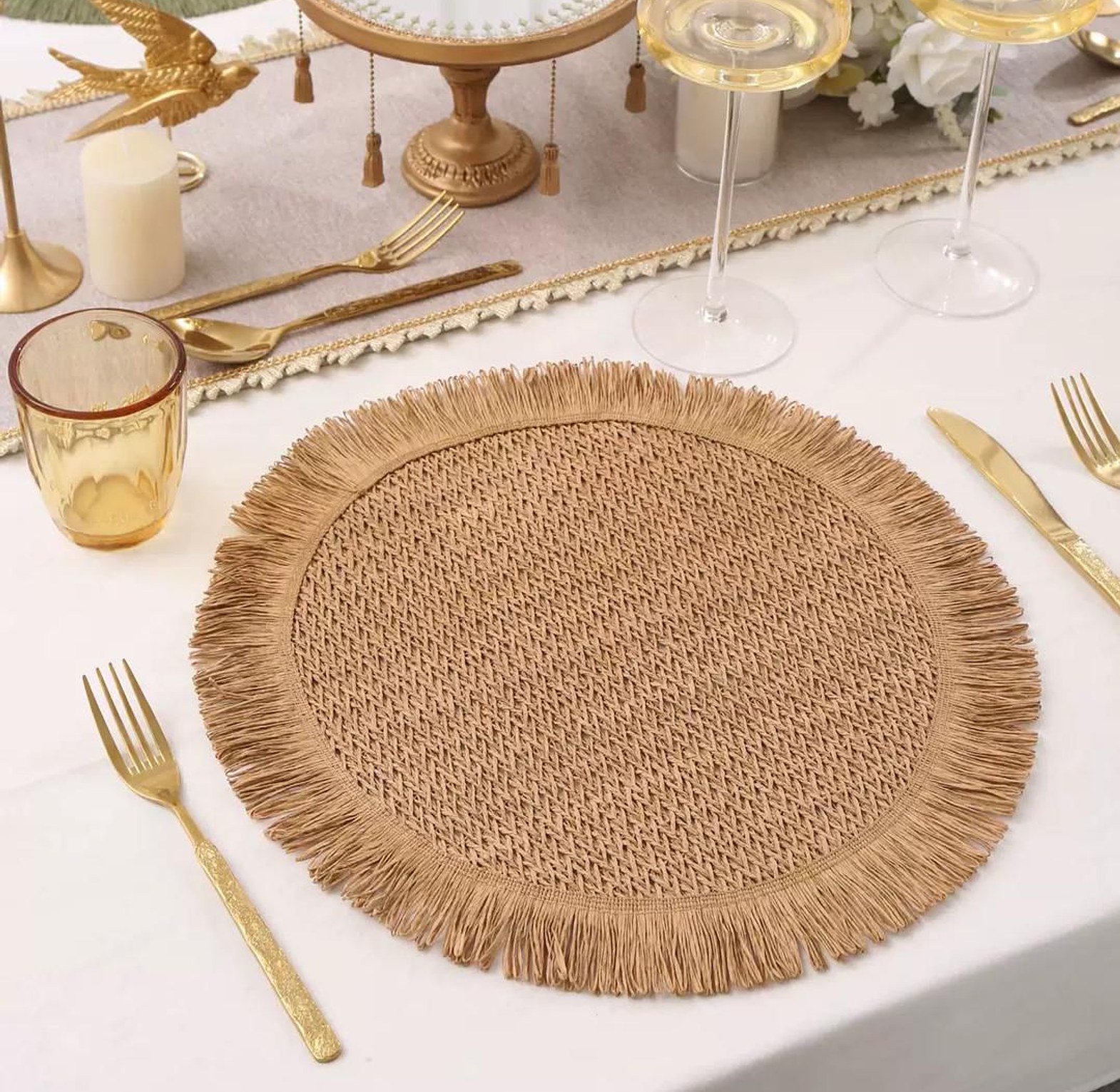 : 6-Piece Nordic Tassel Woven Table Mat Set – Heat Resistant & Non-Slip Placemat Collection image
