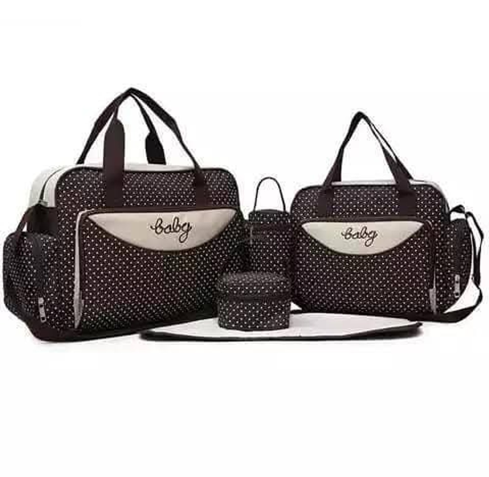 Fashion 5 In 1 Baby Diaper Bag Nappy Changing Pad Travel Mummy Bag image