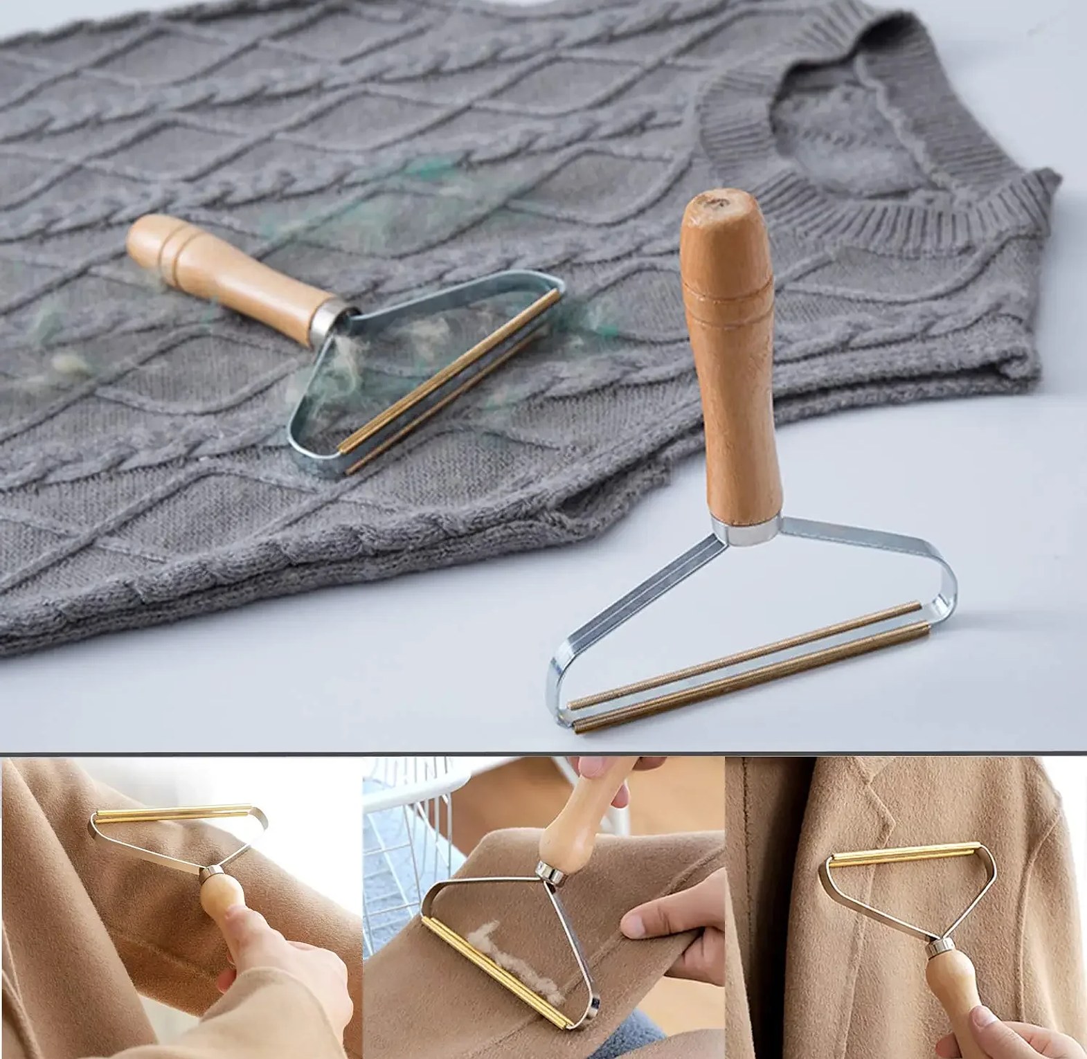 Mini Lint Remover With Wooden Handle image