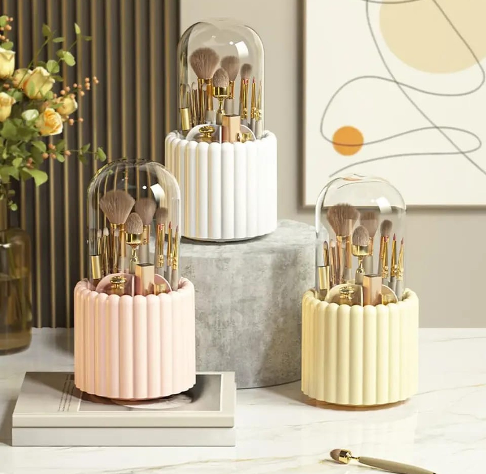 360 Rotating Desktop Makeup Brushes Holder  image