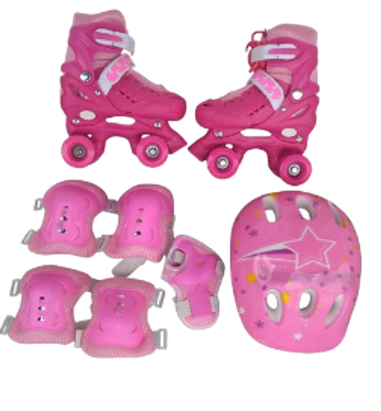 Roller Skates. Full Set Of Children's Quad Roller Skates Comes with a helmet and protective gear Size 27 To 38 image