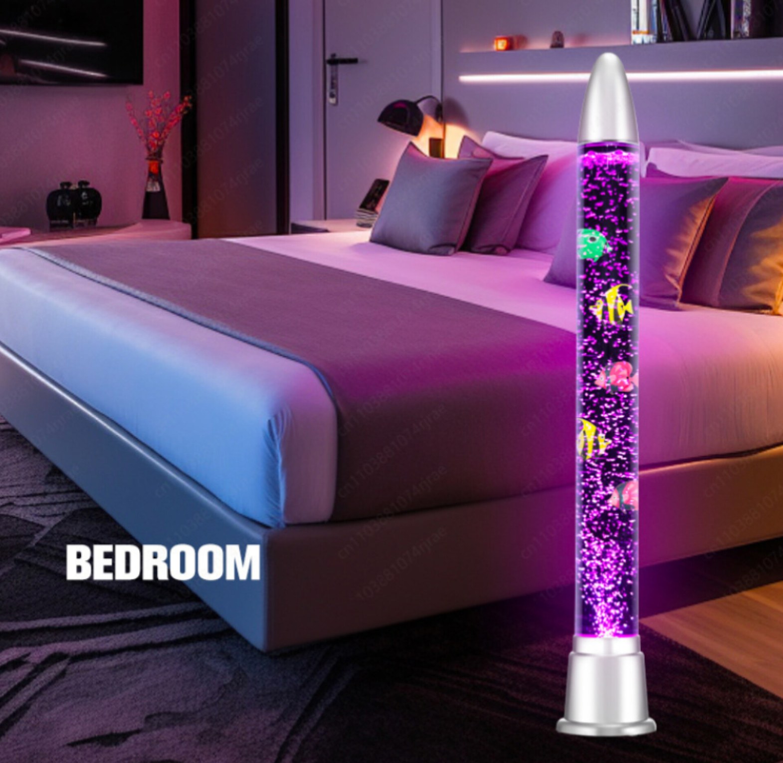LED Bubble Fish Tube Lamp, Sensory Water Floor Light Decor image
