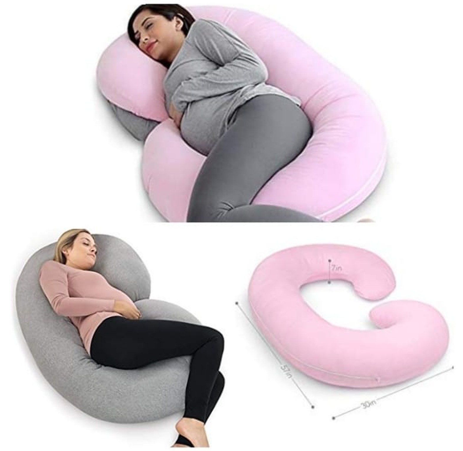 Mother's Pillow help a pregnant woman sleep comfortably without experiencing restful night sleep throughout the night. image