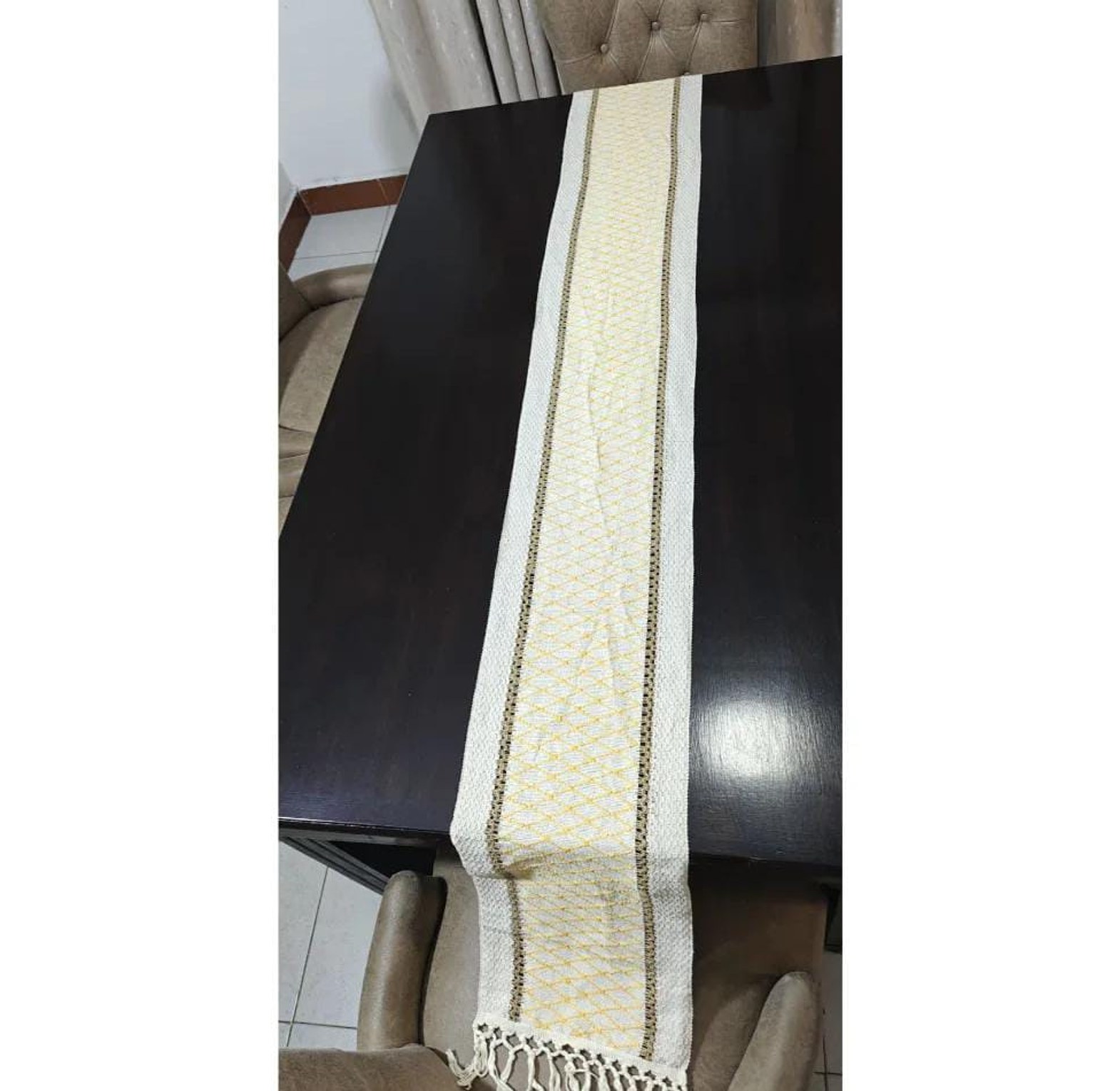 Boho Woven Table Runner with Tassels  image