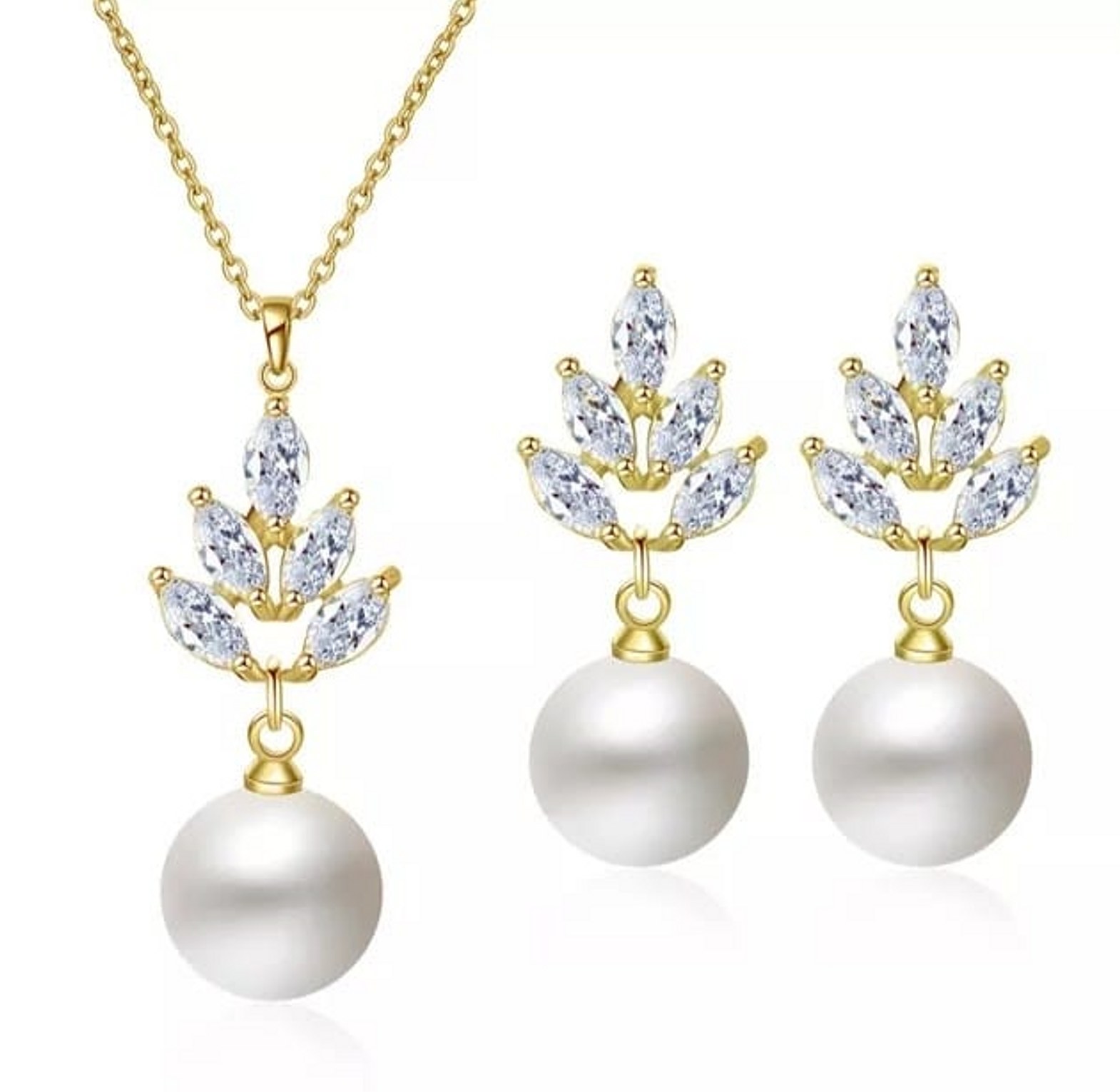 Imitation Pearl & cubic zirconia set image