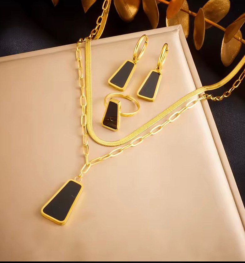 Midnight Onyx Geometric Jewelry Set image