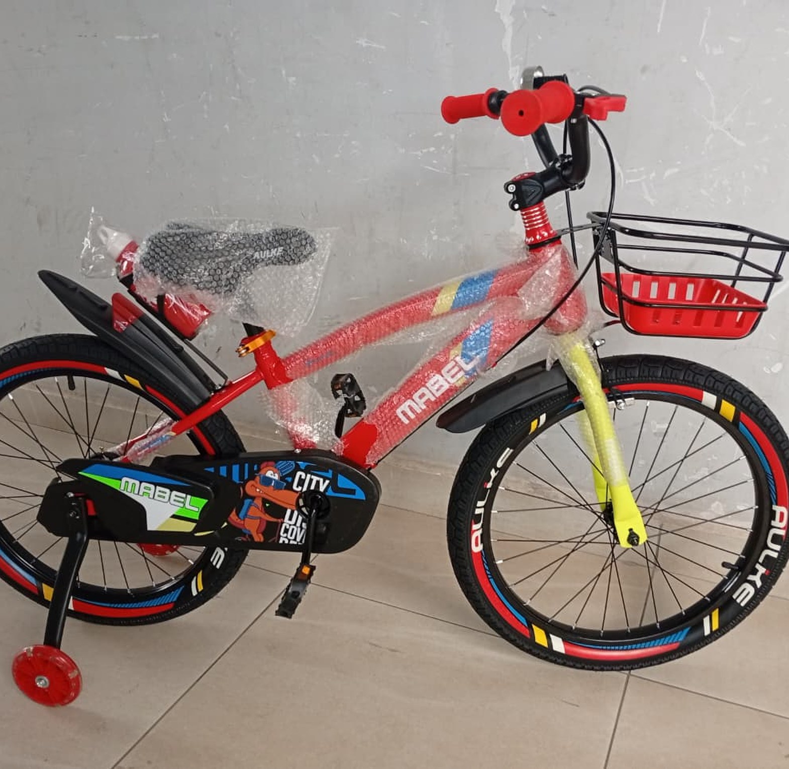 20-Inch Kids Bicycle with Training Wheels, Front Basket & Chain Guard image