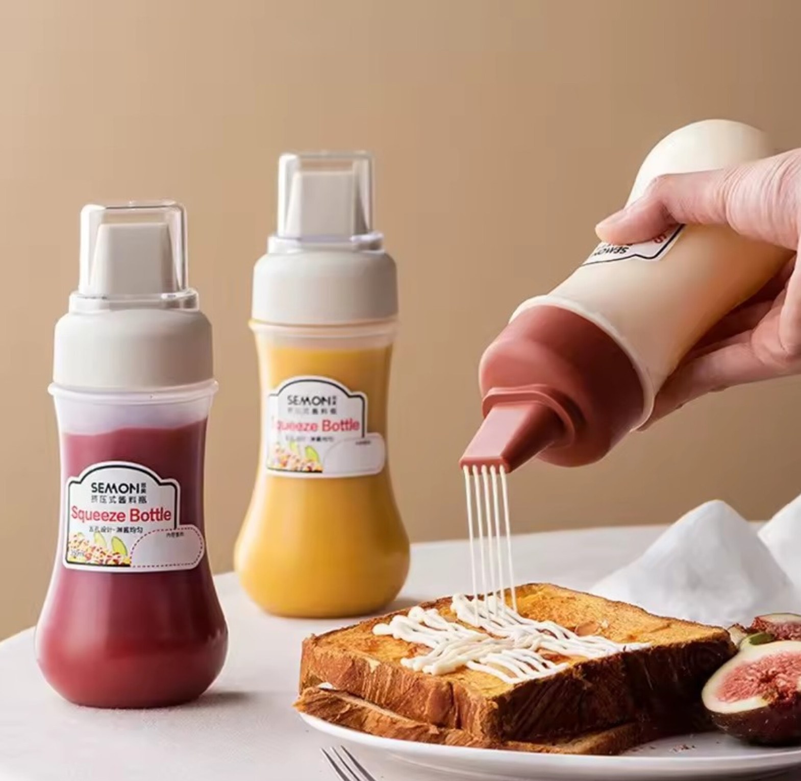 5 Hole Sauce Squeeze Bottle Plastic Condiment Dispenser for Mayonnaise and Ketchup - Premium Kitchen Tool image