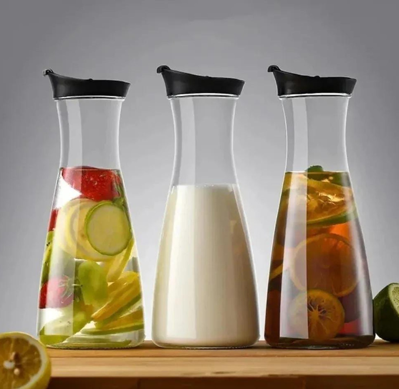 3 pcs set glass beverage pitcher image