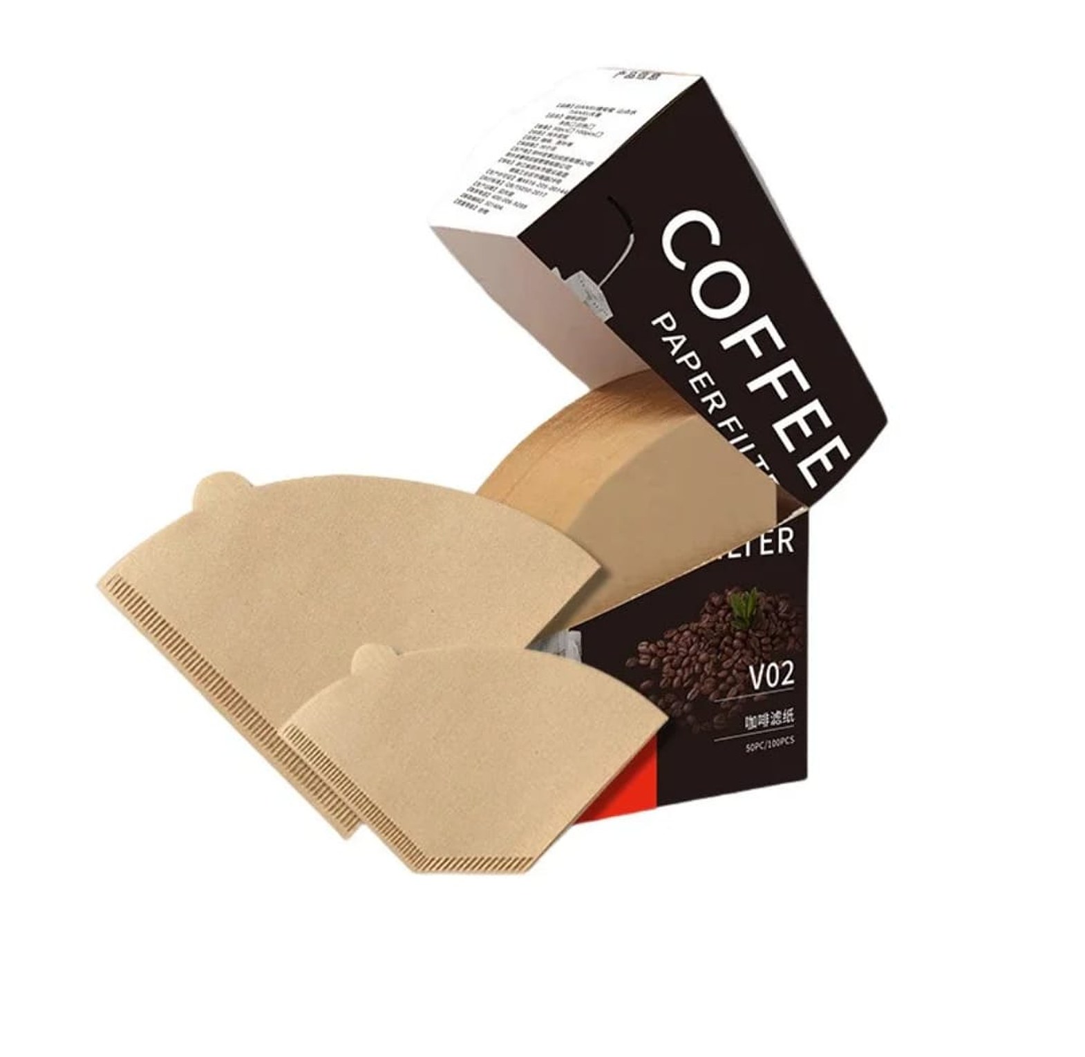 Coffee Filter Paper Size 02 Unbleached Brown (50 Pcs Set) - Premium Pour-Over Coffee Filters for Home Baristas & Cafes image