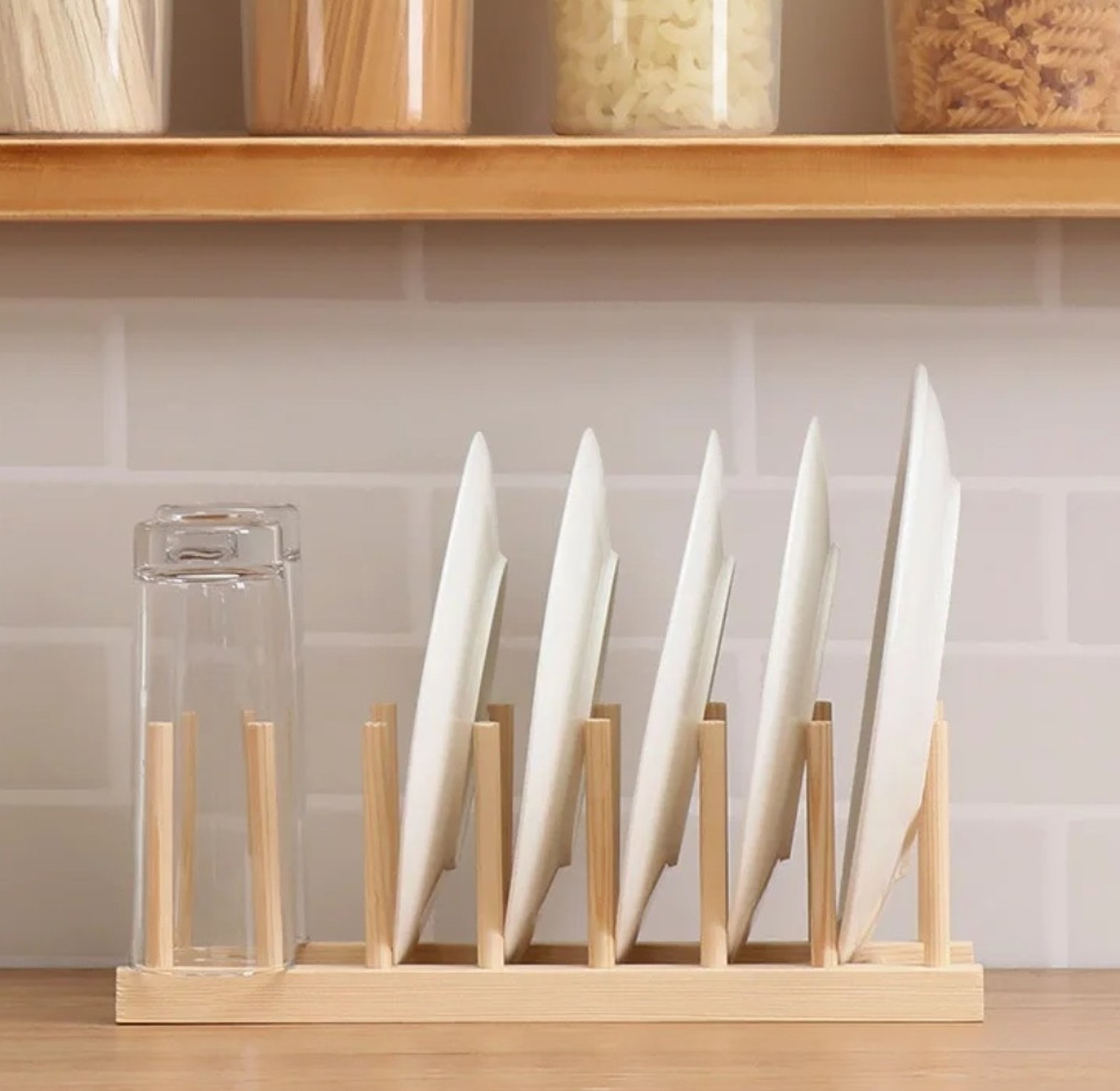 7 slot bamboo plate/pot lid/cutting board rack holder image