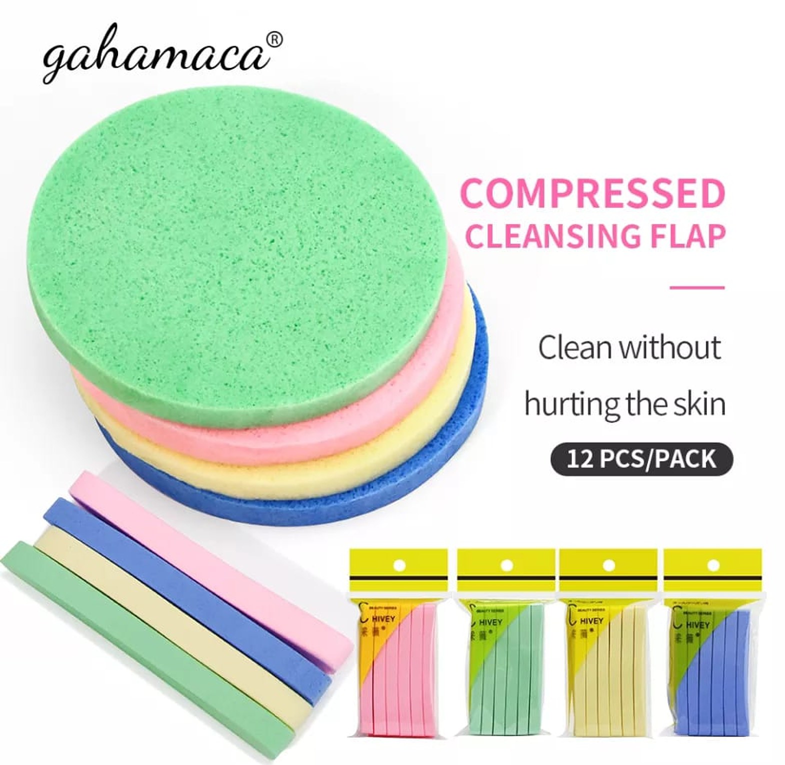 12pcs Set Face Compressed  lean sponge image