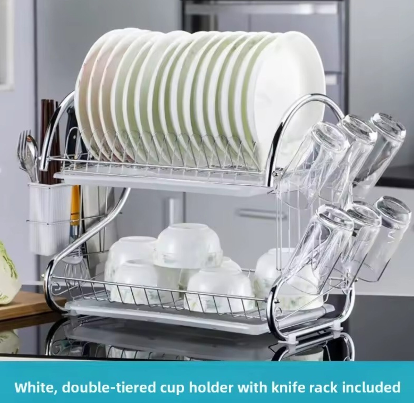 2 Tier Dish Rack and Organizer image