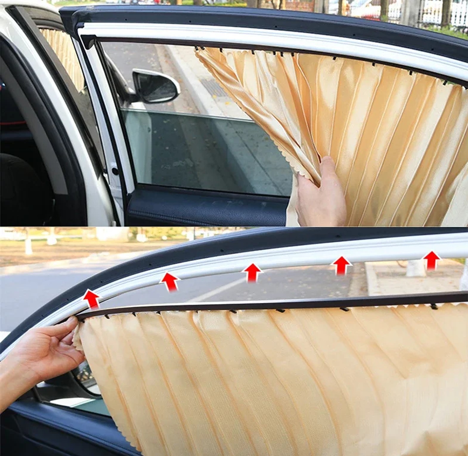 Universal Magnetic Pleated Car Window Sunshades - UV Protection & Privacy Curtains for All Cars (Set of 4) image