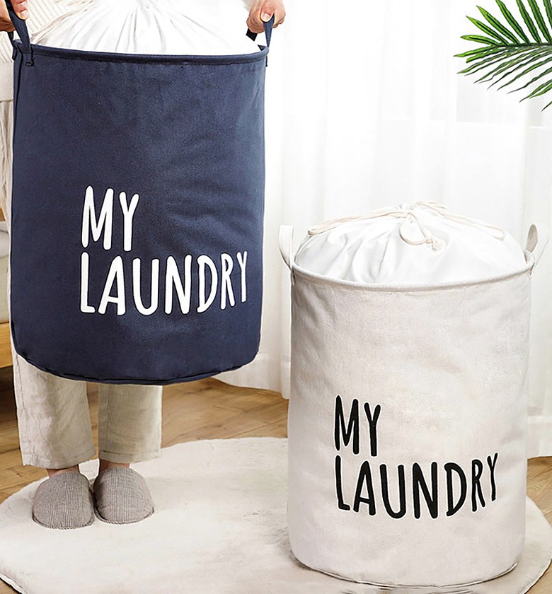 Foldable Canvas Laundry Basket Organizer with Drawstring Closure & Handles – Heavy Duty Home Storage Bucket image