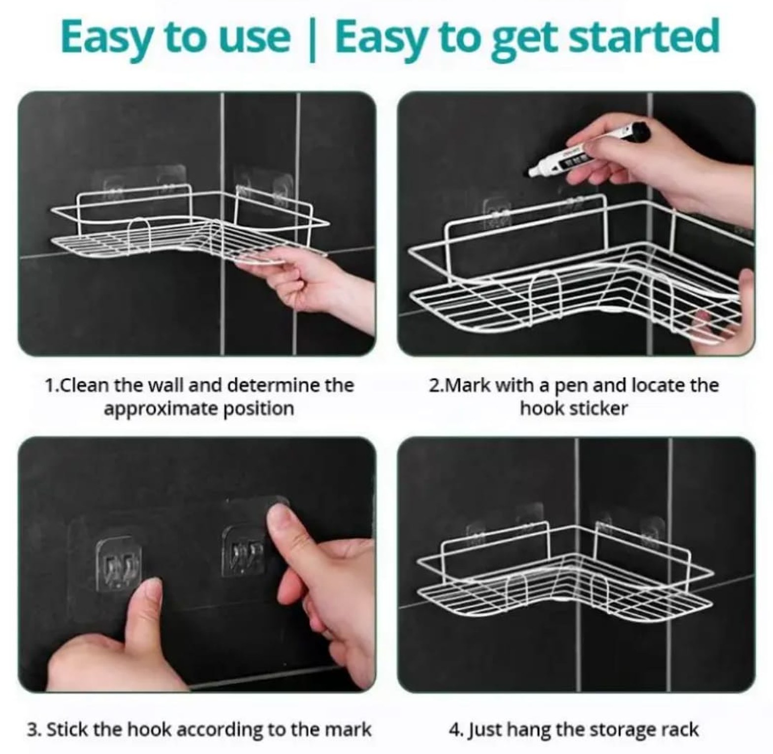 Bathroom Shelves Triangular Corner Shower Shelf Kitchen Organizer image