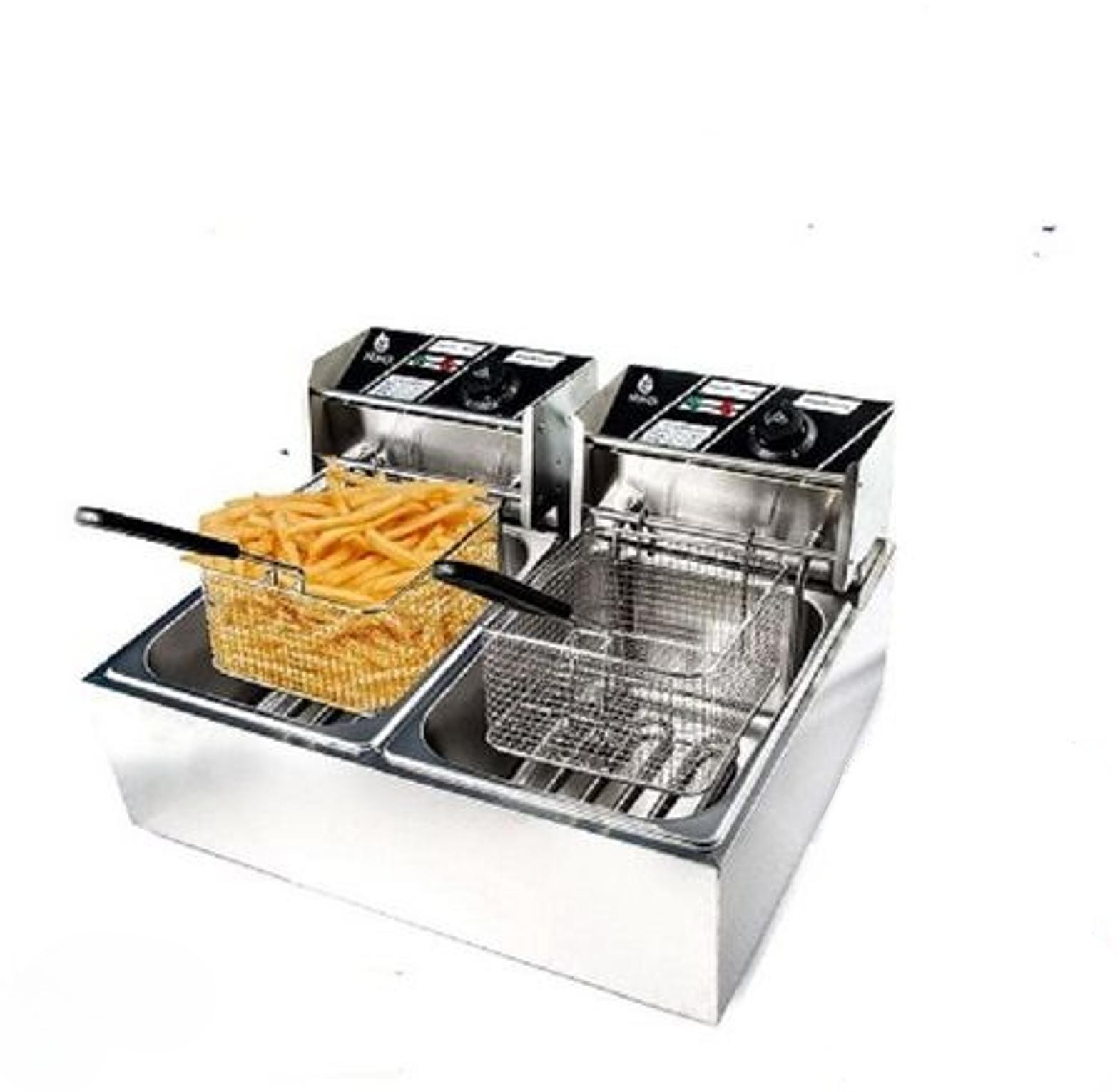 DEEP FRYER. Nunix 12L (6L+ 6L) Commercial Double Stainless Steel Deep Fryer image