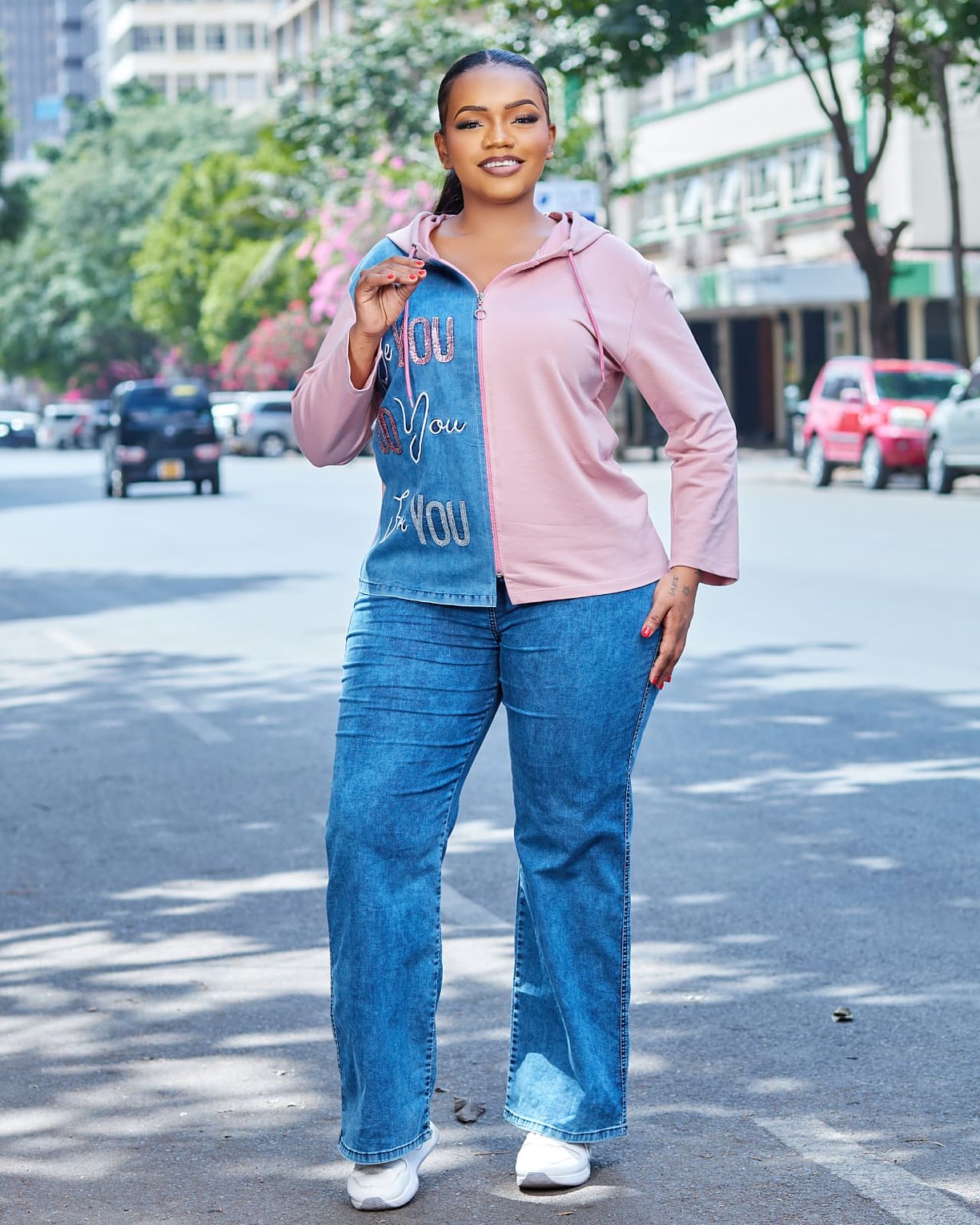 Premium Turkish Women’s Denim Peach Tracksuit image
