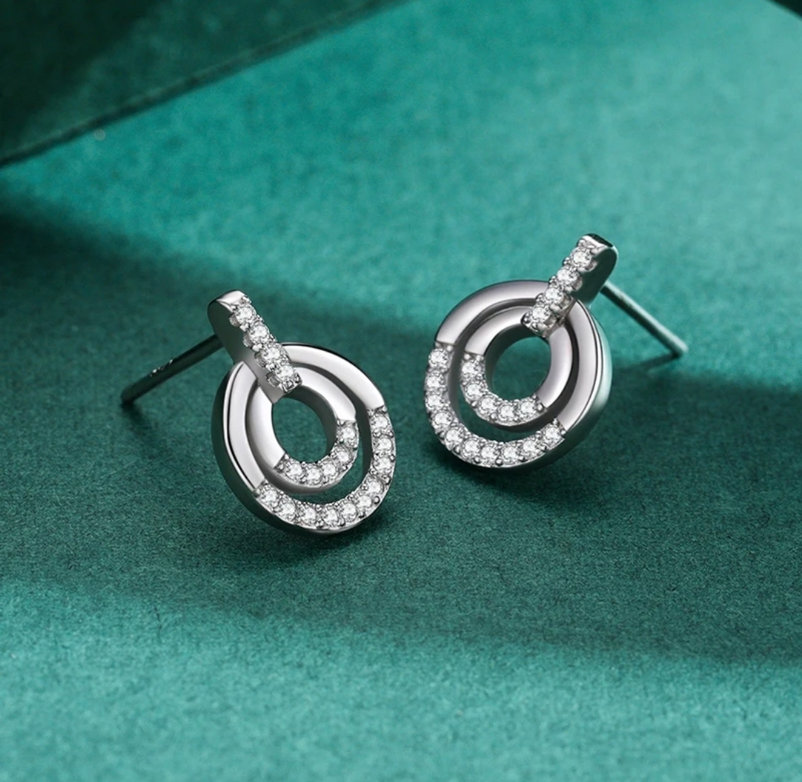 Sterling Silver Zirconia Circular Studs image
